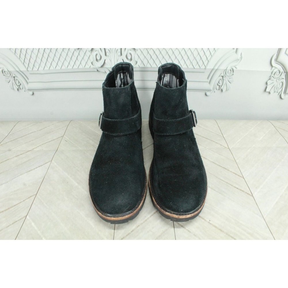 LL Bean Black Suede Slip On Buckled Chelsea Ankle Booties Size 9.5 M - Picture 5 of 8